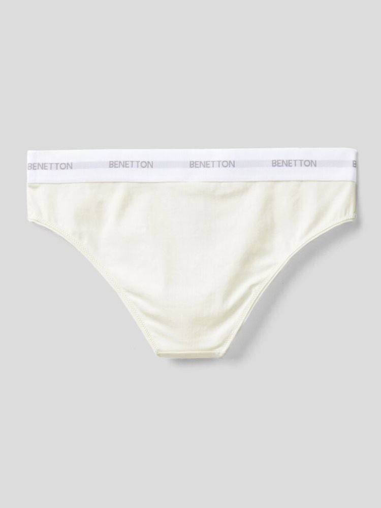 Cream White Women's Benetton Stretch Organic Cotton Knickers | AU607866