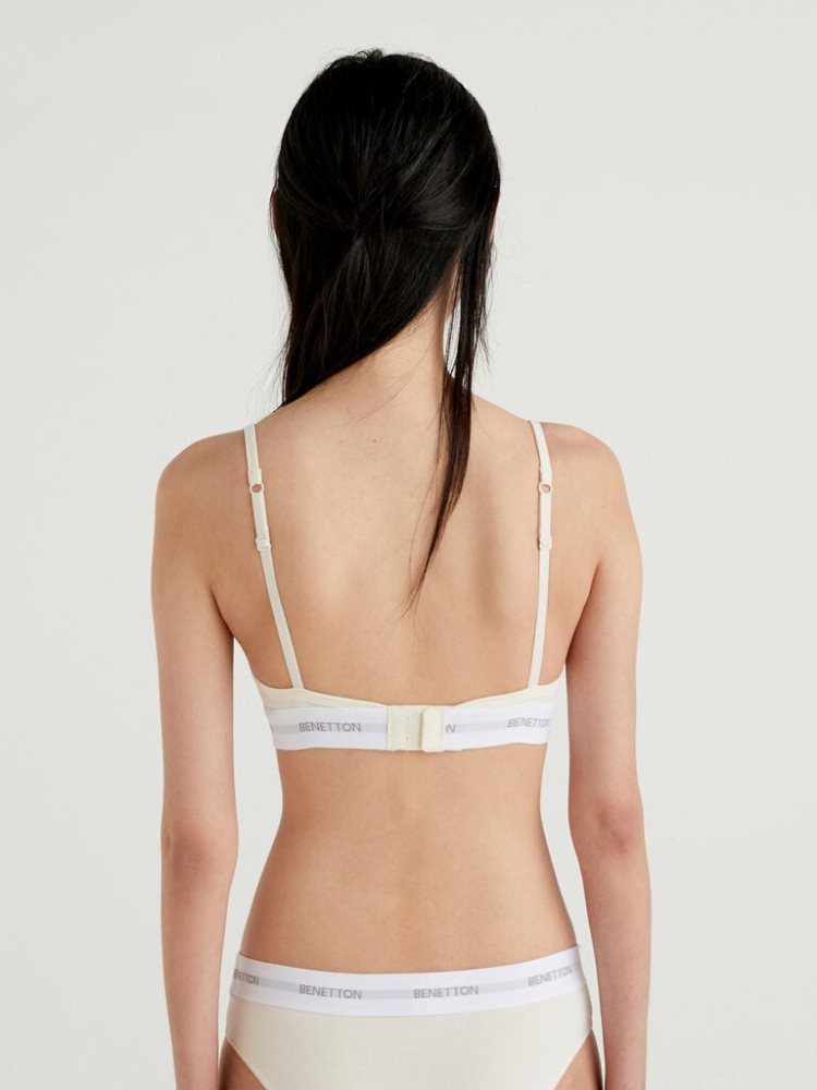 Cream White Women's Benetton Triangle Bras | AU126919