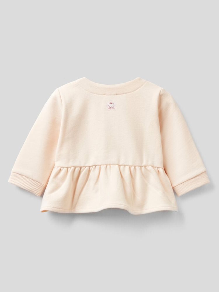 Creamy White Kids' Benetton Warm Ruffles Hoodie | AU116001