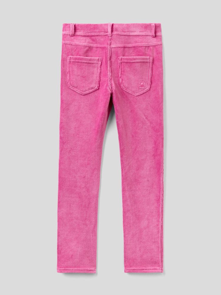 Cyclamen Kids' Benetton Super Skinny Chenille Trousers | AU155553