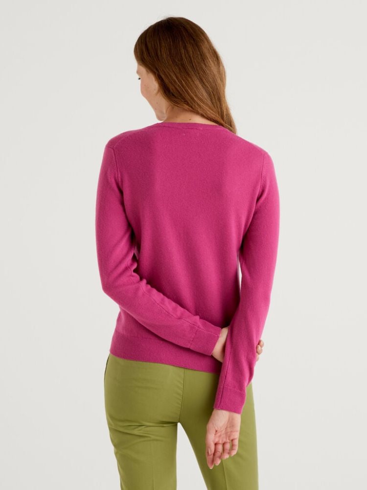 Cyclamen Women's Benetton Cyclamen Crew Neck Merino Wool Sweaters | AU516157