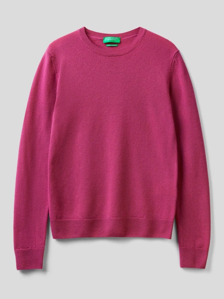 Cyclamen Women's Benetton Cyclamen Crew Neck Merino Wool Sweaters | AU516157