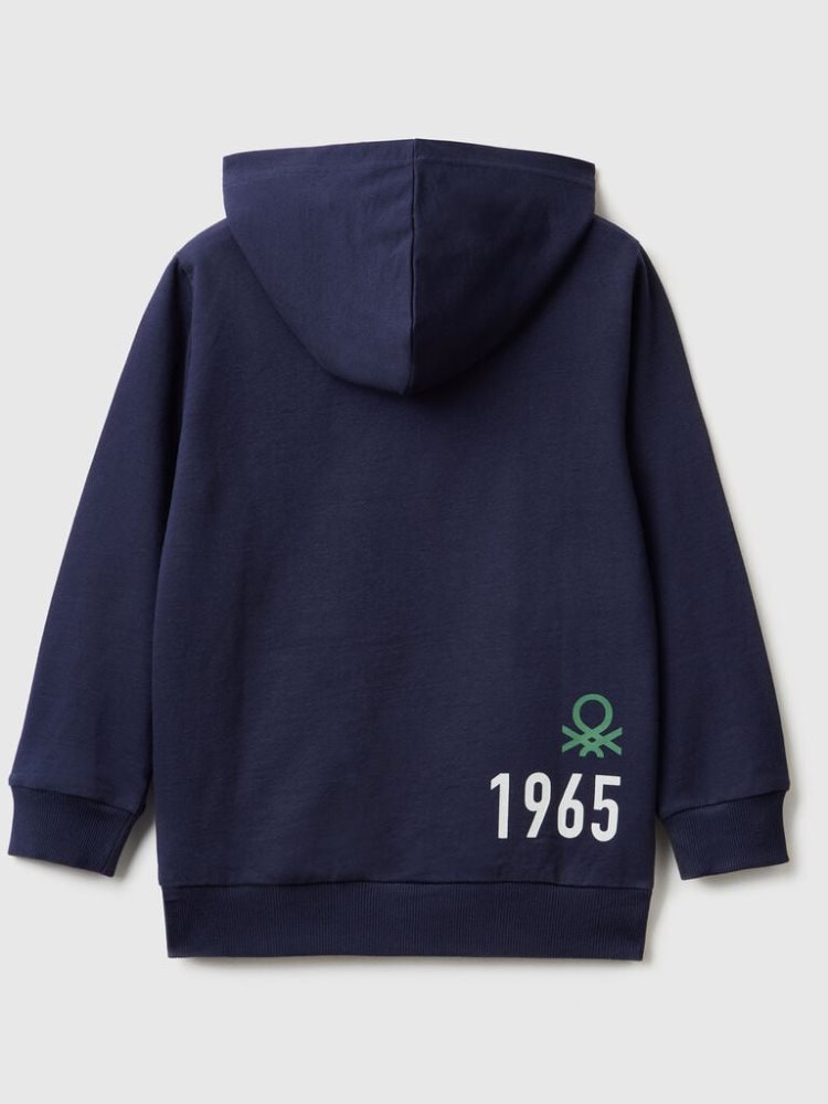 Dark Blue Kids' Benetton 100% Cotton Hoodie | AU384305