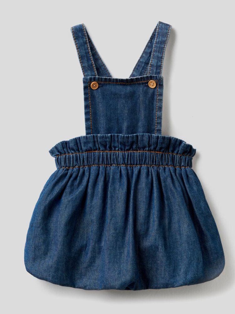 Dark Blue Kids\' Benetton Balloon Dungaree Dungarees | AU332683