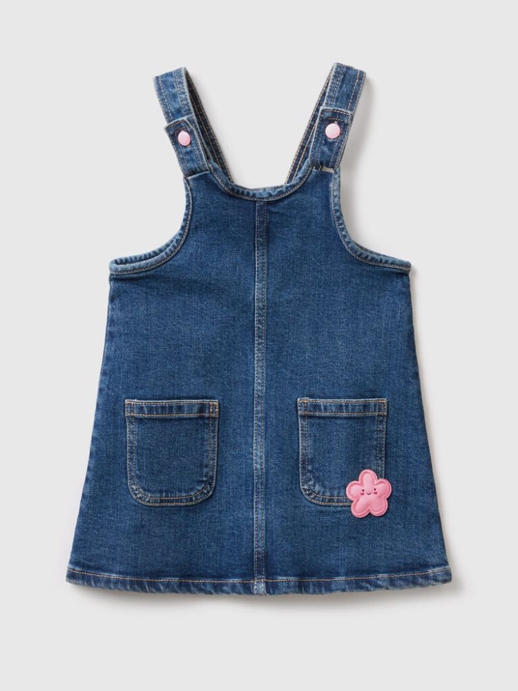 Dark Blue Kids' Benetton Denim Overall Skirts | AU208545