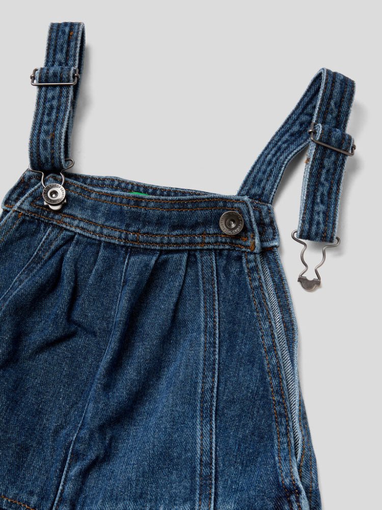 Dark Blue Kids' Benetton Eco-recycle Denim Dungarees | AU112116