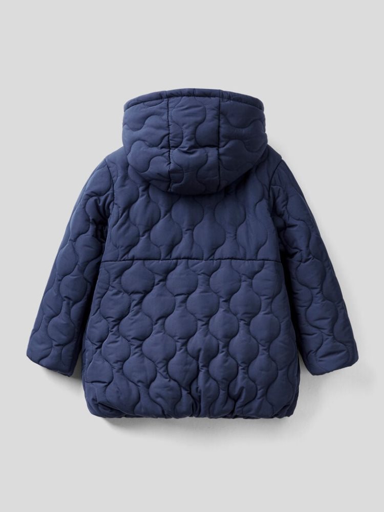 Dark Blue Kids' Benetton Hood Padded Parka Coats | AU445737