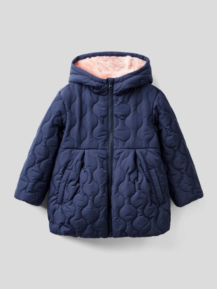 Dark Blue Kids\' Benetton Hood Padded Parka Coats | AU445737