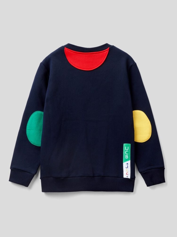 Dark Blue Kids' Benetton Jccxucb Warm Print Sweatshirt | AU452333