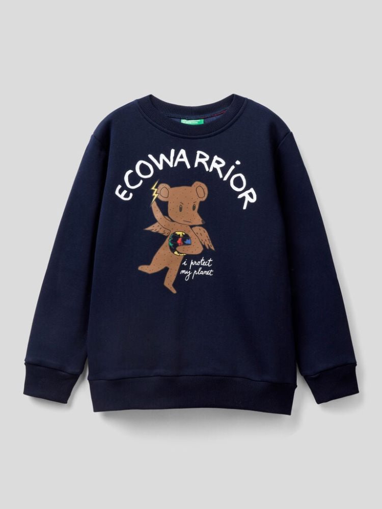 Dark Blue Kids\' Benetton Jccxucb Warm Print Sweatshirt | AU452333