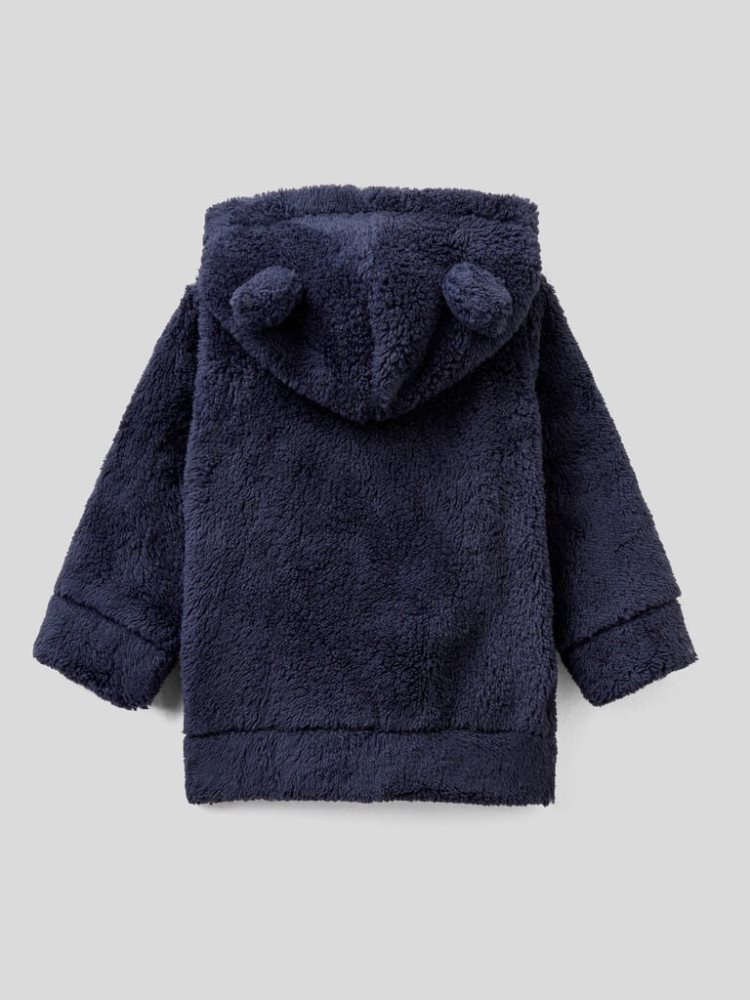 Dark Blue Kids' Benetton Long Sleeve Fleece Hoodie | AU563708