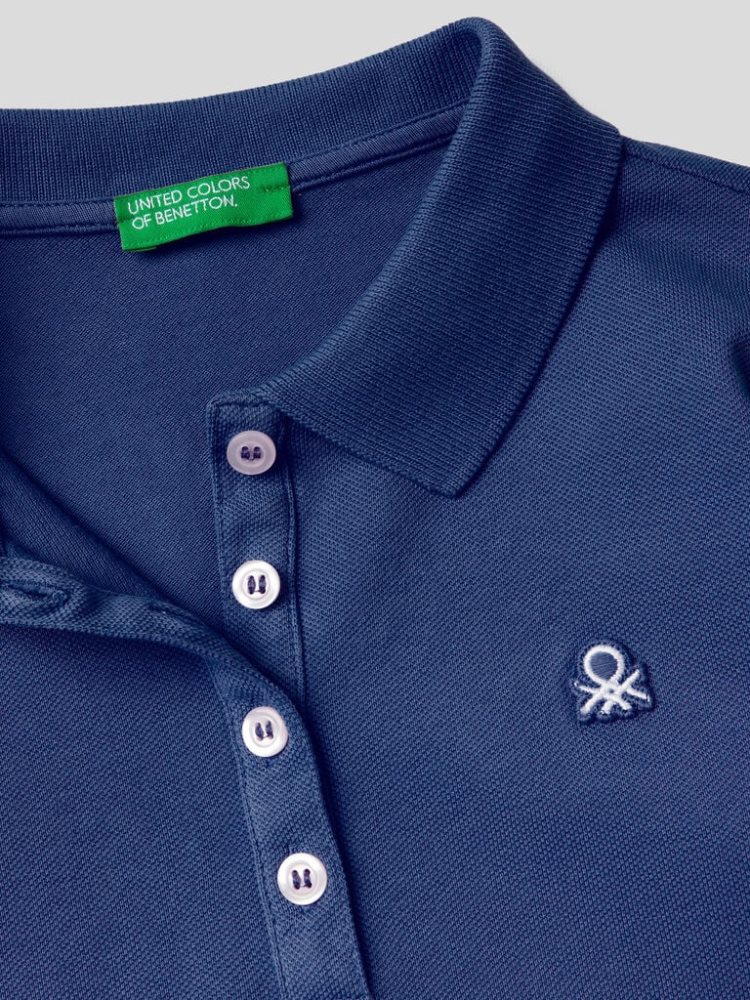 Dark Blue Kids' Benetton Organic Cotton Long Sleeve Polo Shirts | AU610413