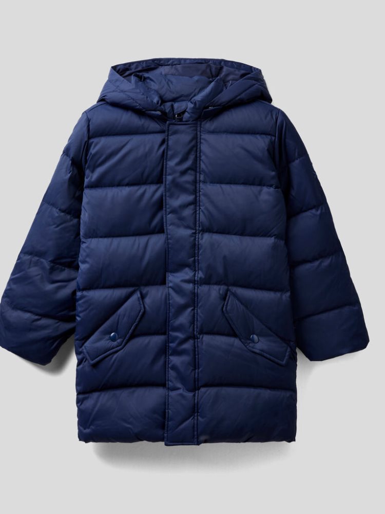 Dark Blue Kids\' Benetton Padded Removable Hood Puffer Jackets | AU323852