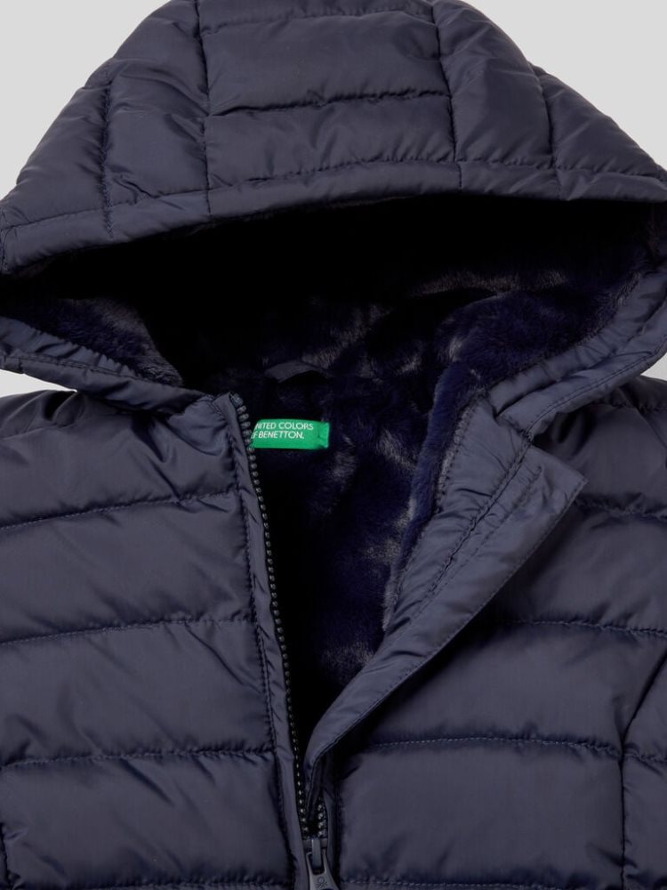 Dark Blue Kids' Benetton Puffer Rouches Padded Jackets | AU166600