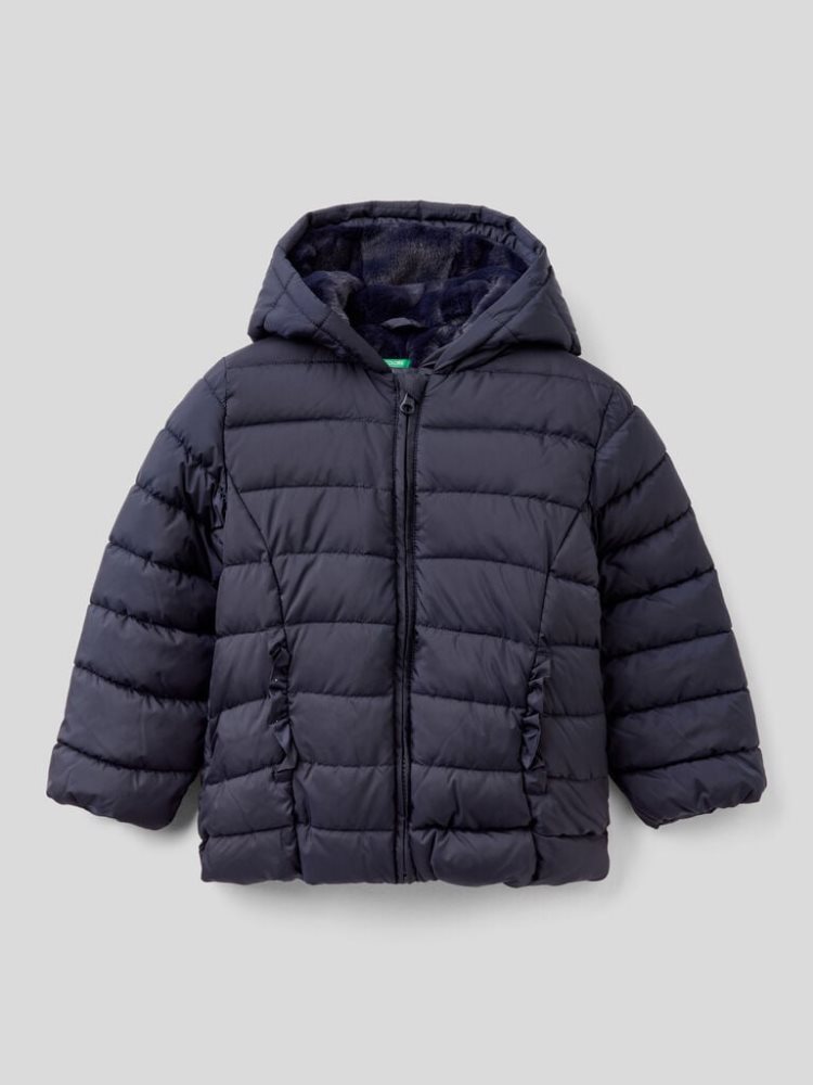 Dark Blue Kids\' Benetton Puffer Rouches Padded Jackets | AU166600