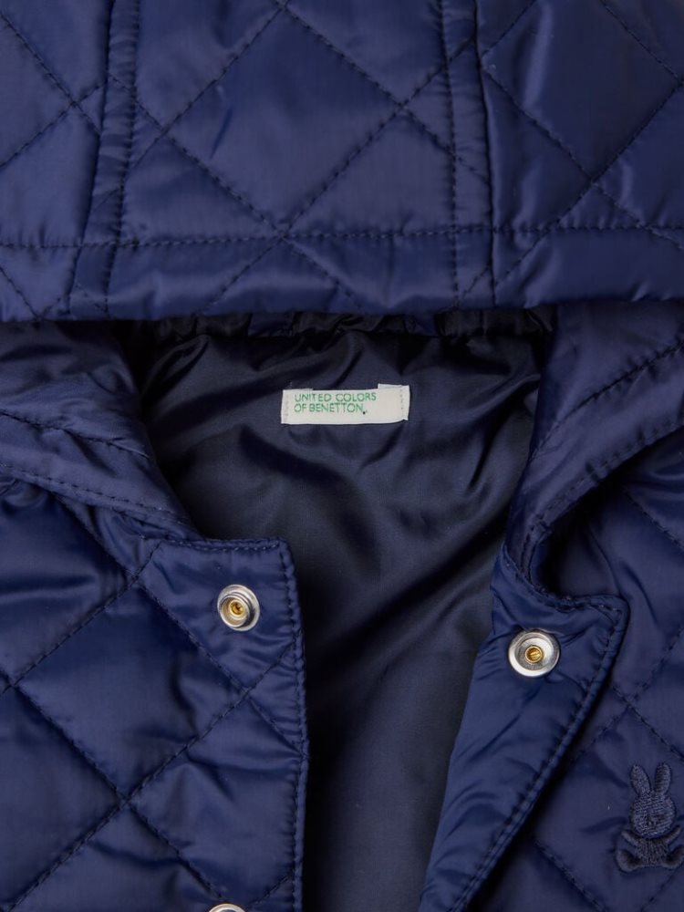 Dark Blue Kids' Benetton Quilted Hood Jackets | AU115059