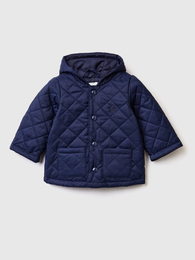 Dark Blue Kids\' Benetton Quilted Hood Jackets | AU115059