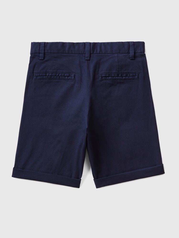 Dark Blue Kids' Benetton Slim Fit Bermudas | AU214171