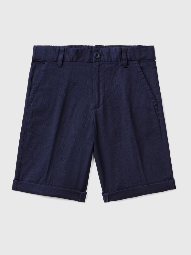 Dark Blue Kids\' Benetton Slim Fit Bermudas | AU214171