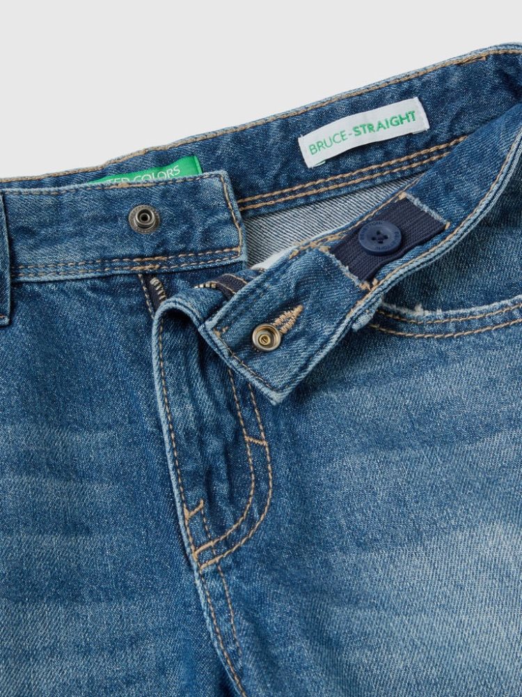 Dark Blue Kids' Benetton Straight Leg Jeans | AU865936