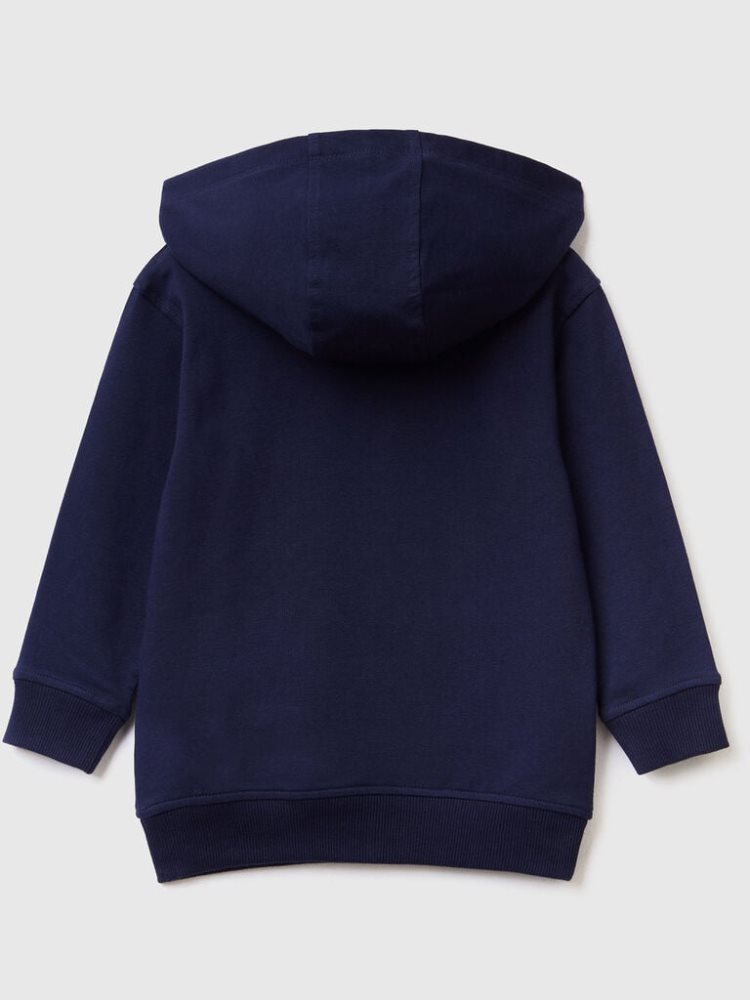 Dark Blue Kids' Benetton Stretch Organic Cotton Hoodie | AU330315