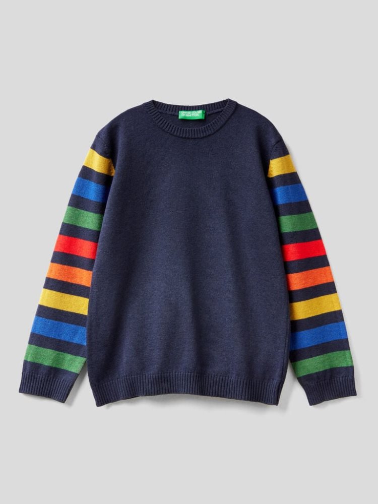 Dark Blue Kids\' Benetton Striped Wool Blend Sweaters | AU238977