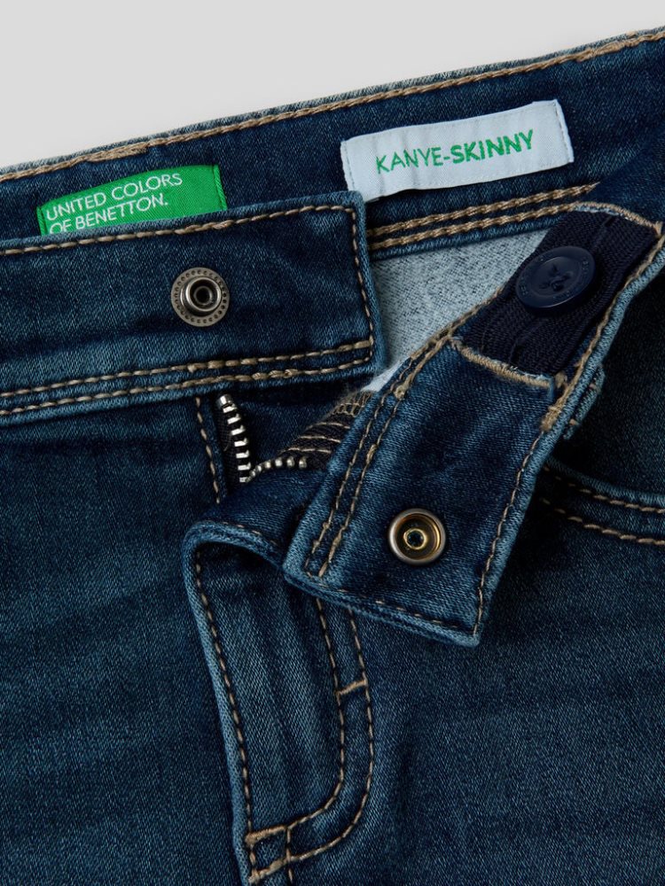 Dark Blue Kids' Benetton Thermal Skinny Fit Jeans | AU616053