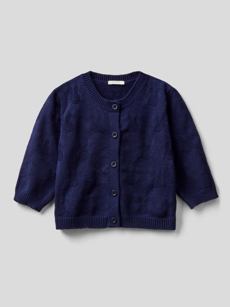 Dark Blue Kids\' Benetton Viscose Blend Cardigan | AU780745