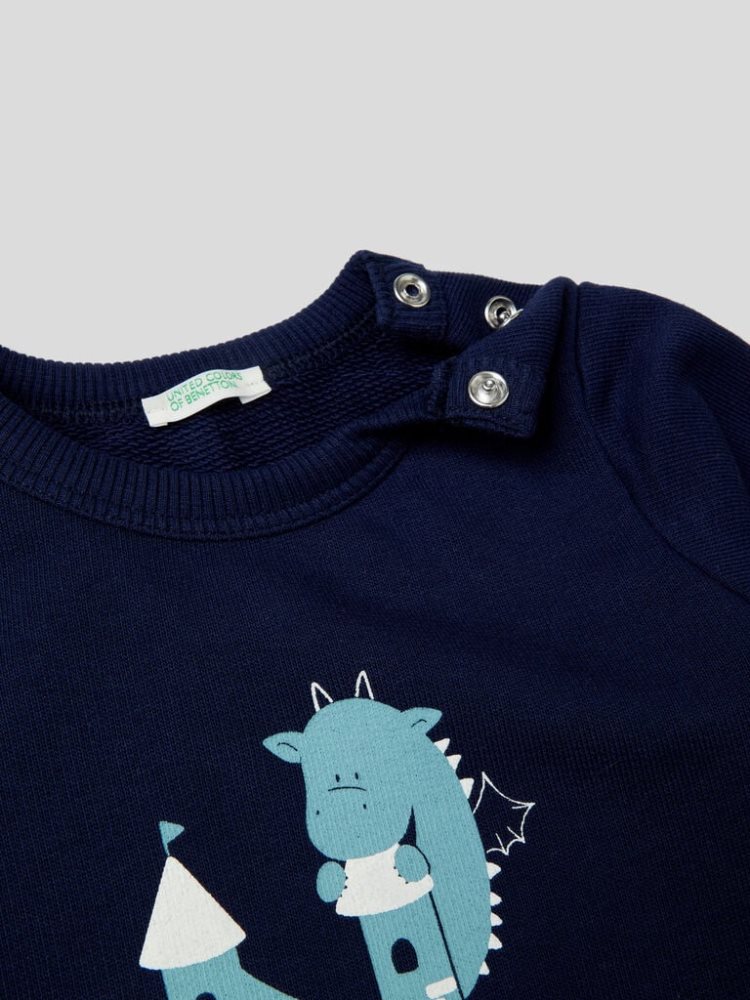 Dark Blue Kids' Benetton Warm Organic Cotton Print Sweatshirt | AU460653