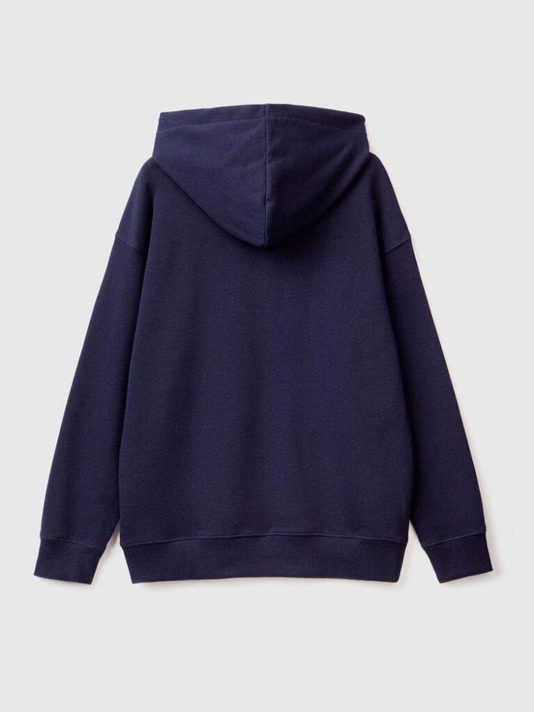 Dark Blue Men's Benetton 100% Cotton Hoodie | AU476854