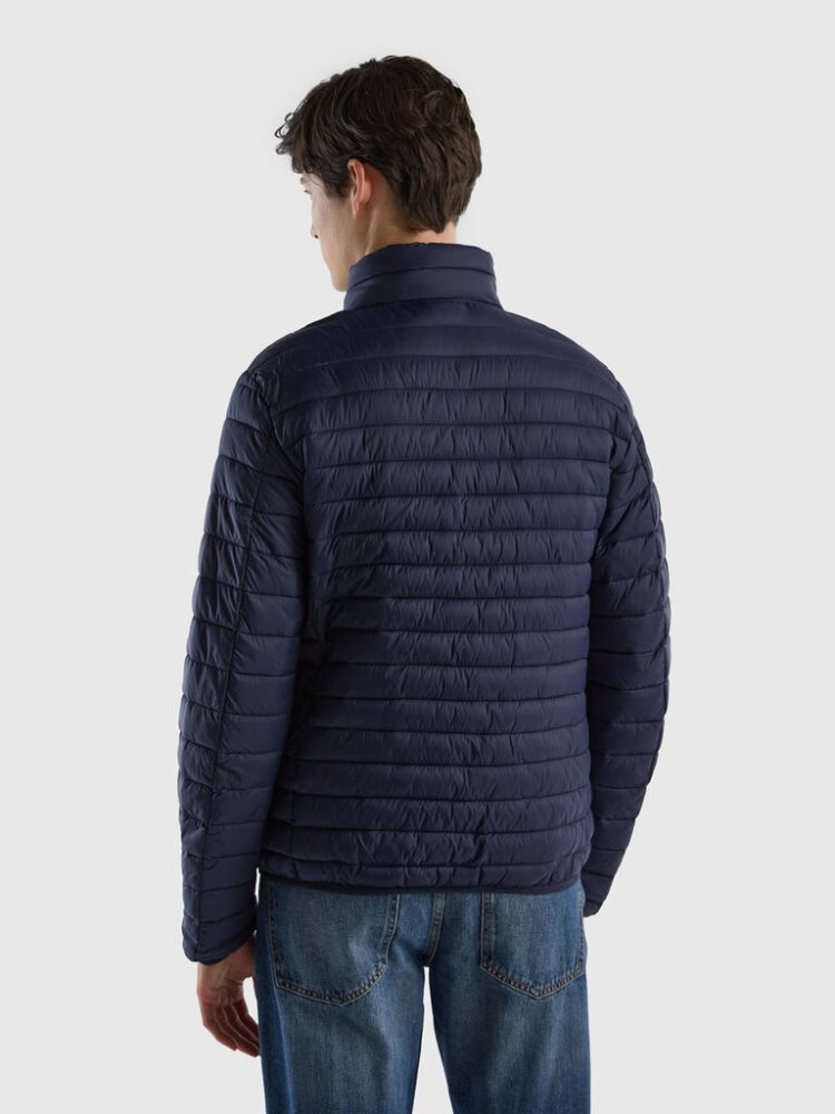 Dark Blue Men's Benetton Padded Recycled Wadding Puffer Jackets | AU701748