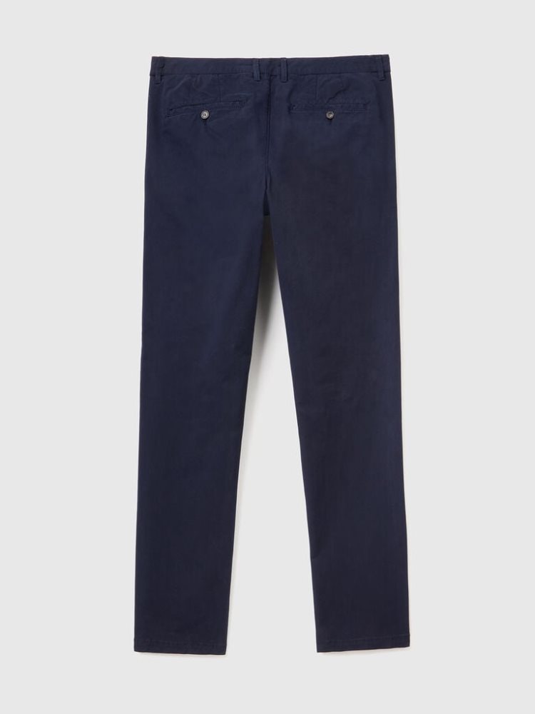 Dark Blue Men's Benetton Slim Fit Chinos | AU739574