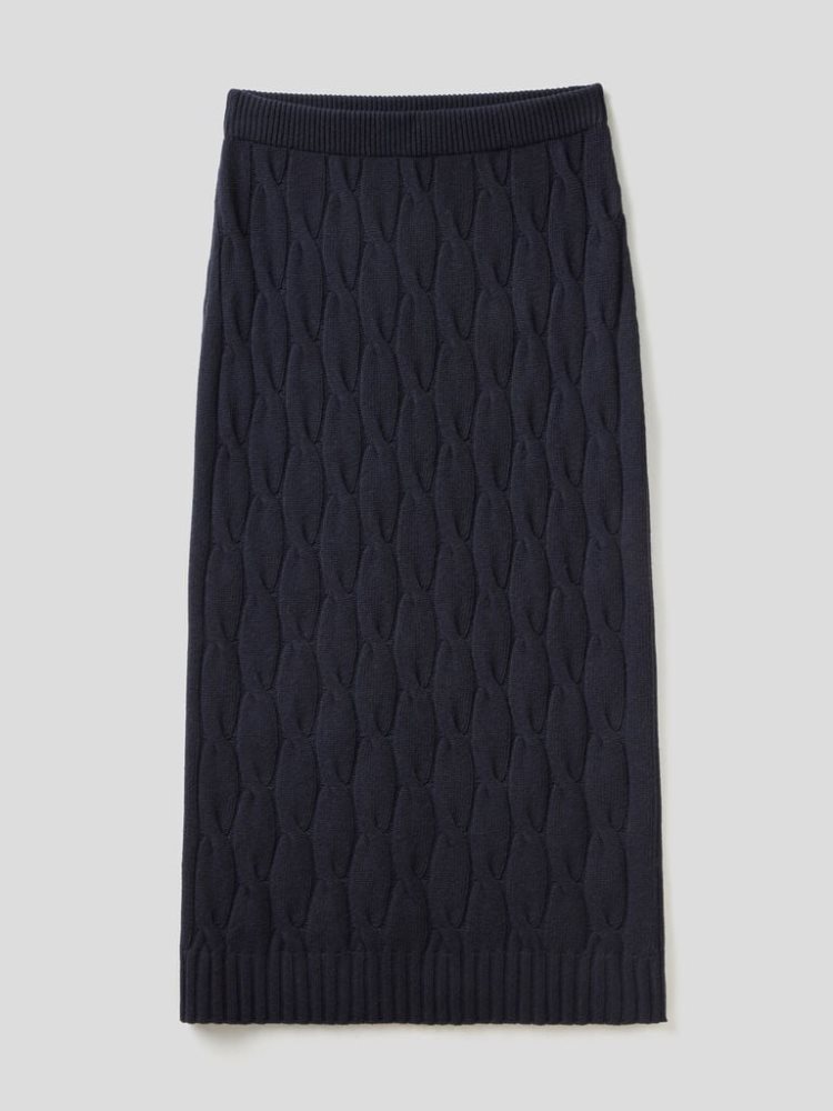 Dark Blue Women's Benetton Cable Knit Pencil Skirts | AU734579