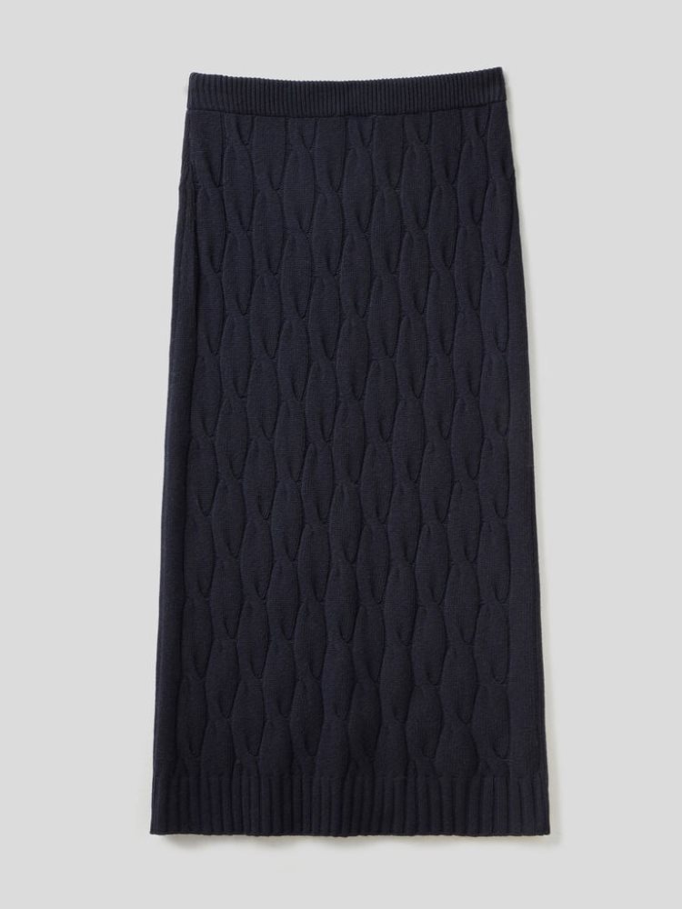 Dark Blue Women's Benetton Cable Knit Pencil Skirts | AU734579