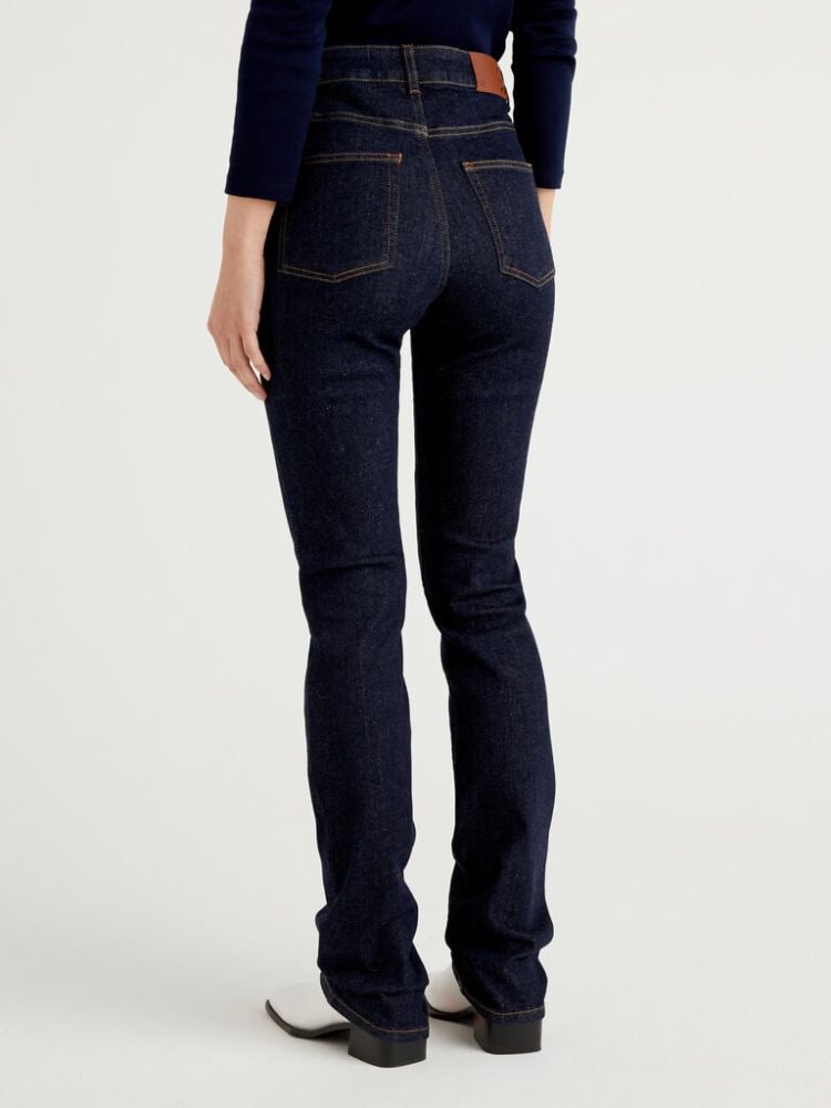 Dark Blue Women's Benetton Five-pocket Bootcut Jeans | AU993137