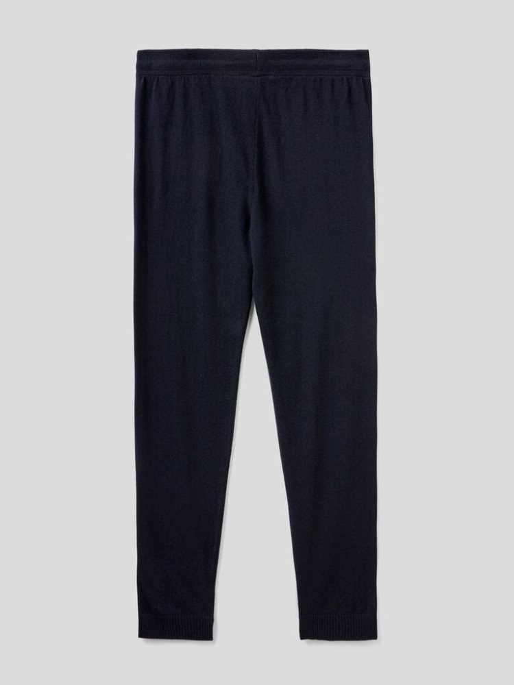 Dark Blue Women's Benetton Sporty Cashmere Blend Trousers | AU545326