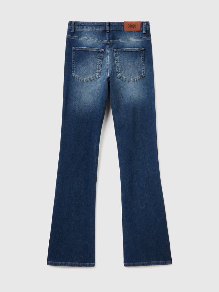 Dark Blue Women's Benetton Stretch Flared Jeans | AU641989