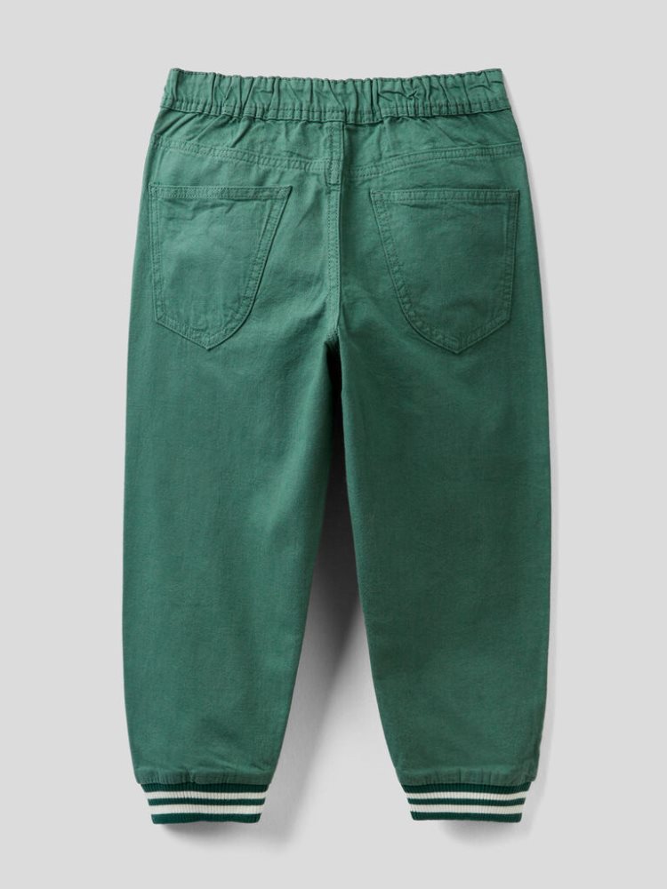 Dark Green Kids' Benetton Warm Cotton Joggers | AU783379