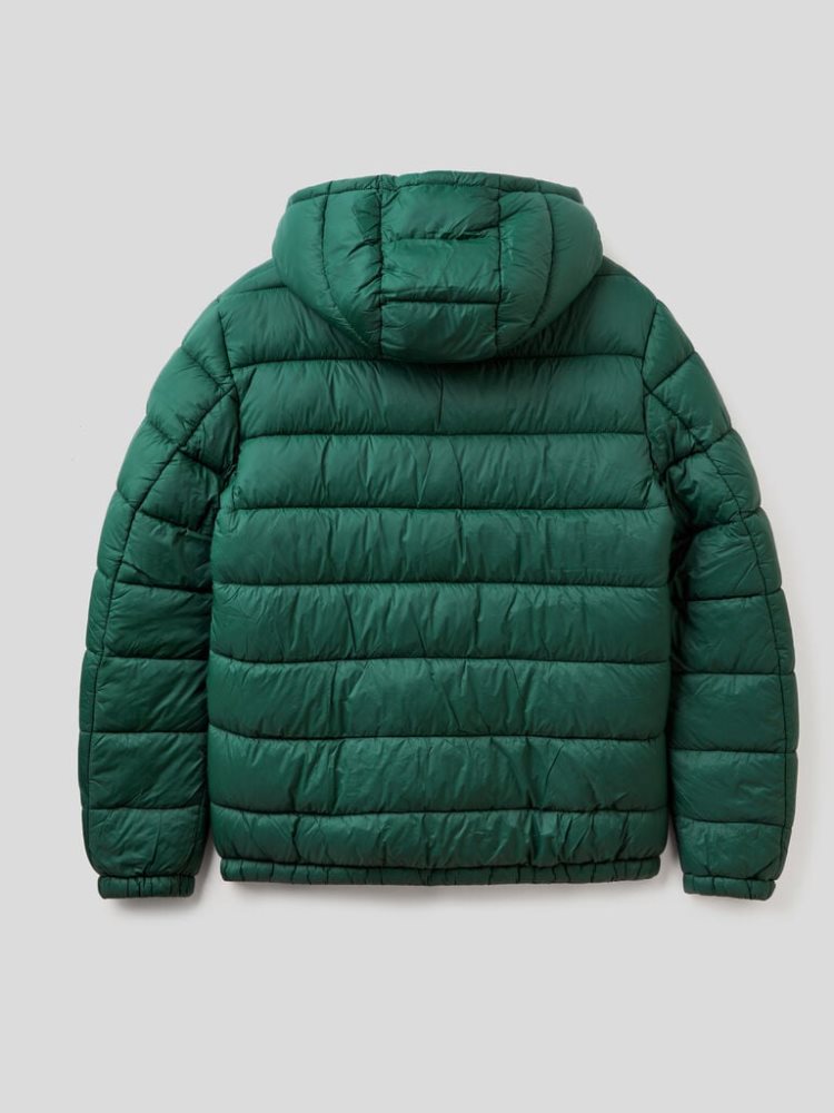 Dark Green Men's Benetton Padded 3d Wadding Puffer Jackets | AU109624