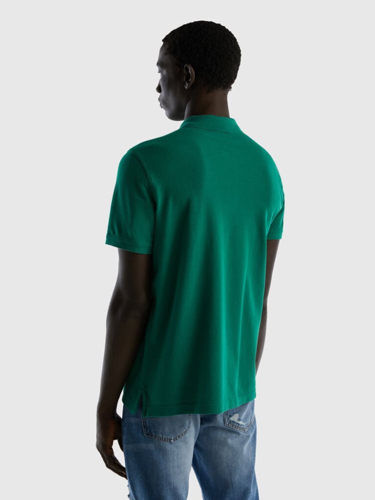 Dark Green Men's Benetton Regular Fit Short Sleeve Polos | AU828299