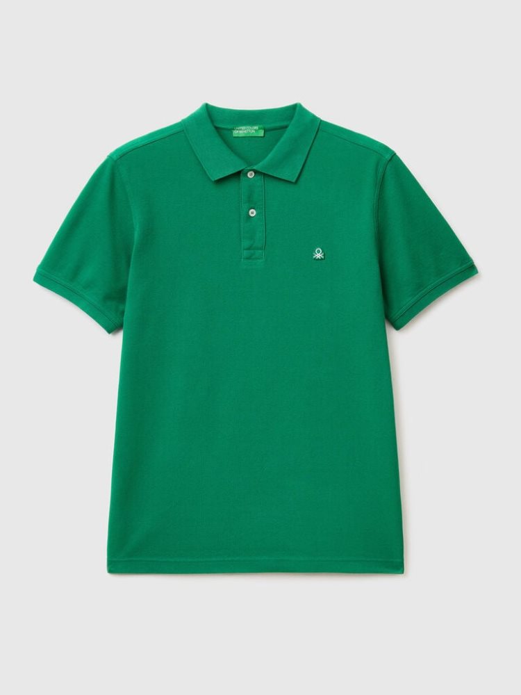 Dark Green Men's Benetton Regular Fit Short Sleeve Polos | AU828299