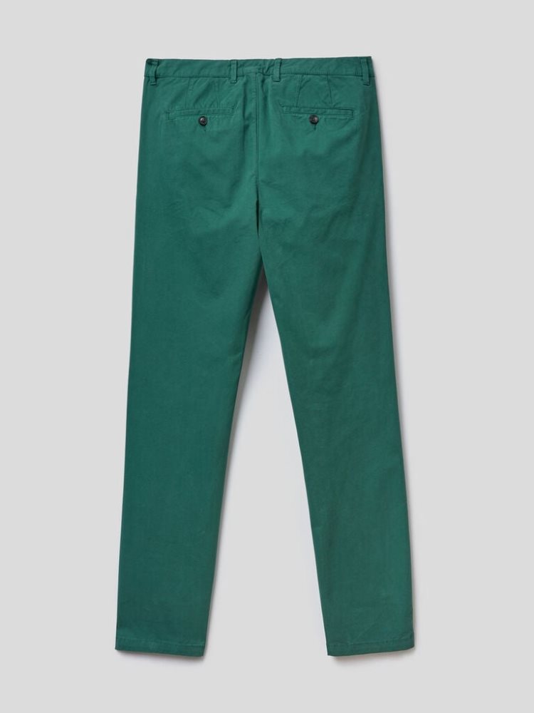 Dark Green Men's Benetton Slim Fit Chinos | AU955413