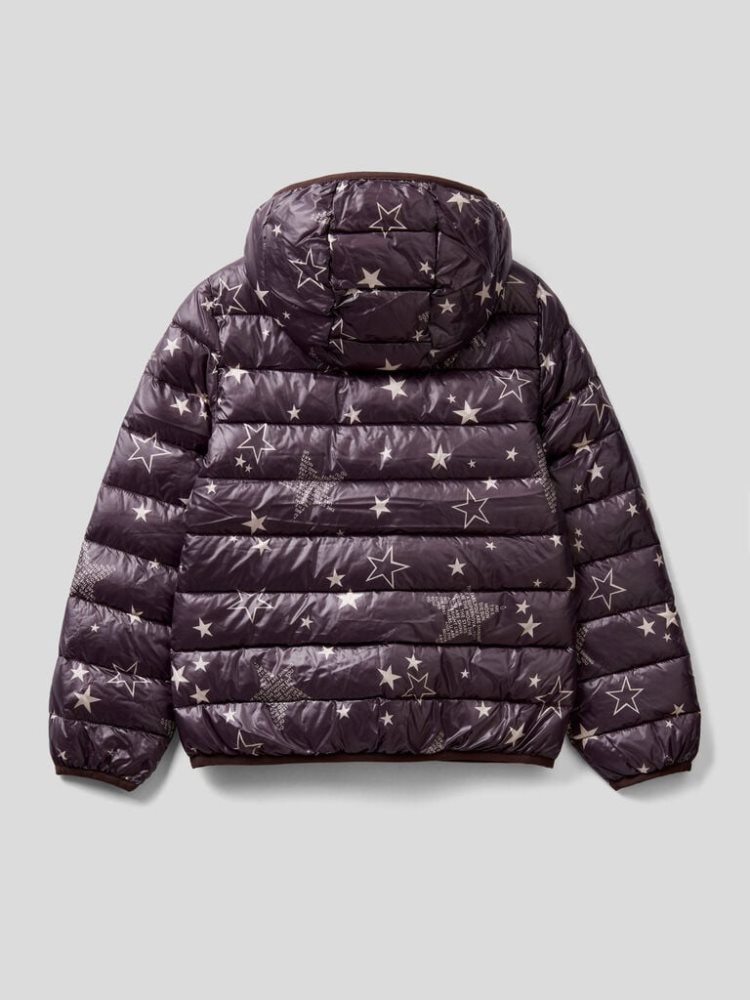 Dark Grey Kids' Benetton Pattern Print Puffer Padded Jackets | AU799297