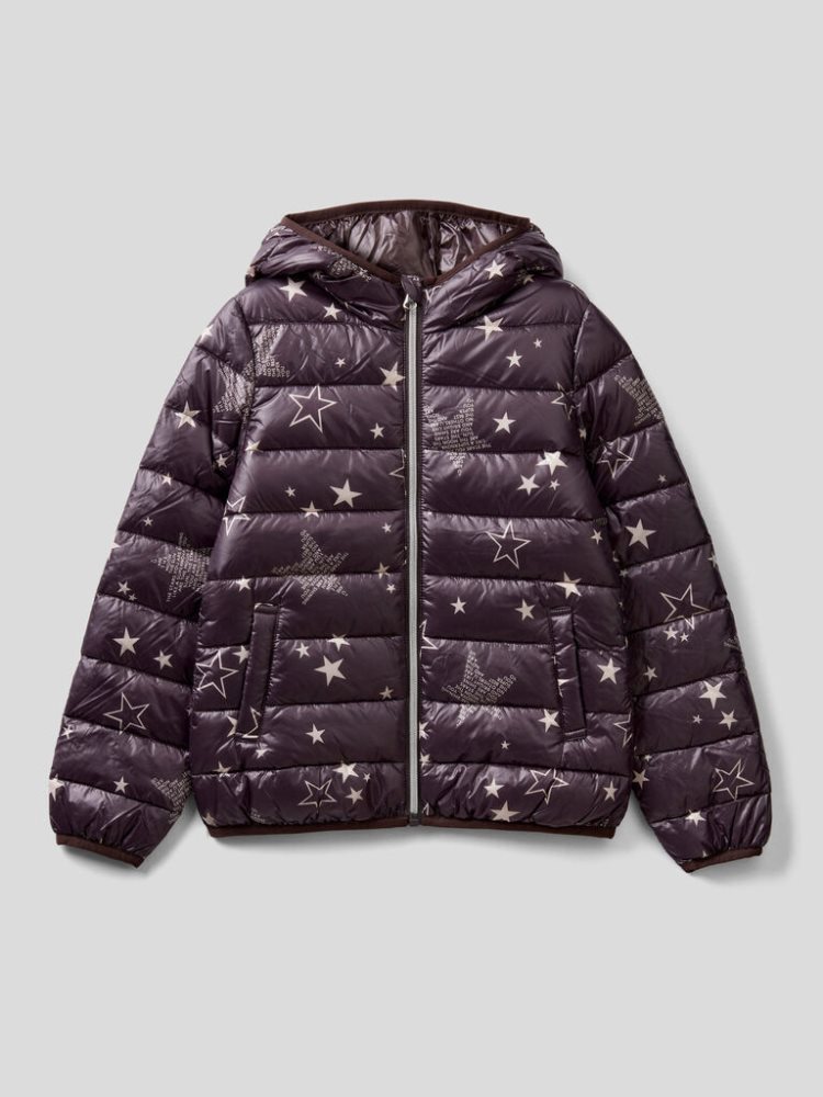 Dark Grey Kids\' Benetton Pattern Print Puffer Padded Jackets | AU799297