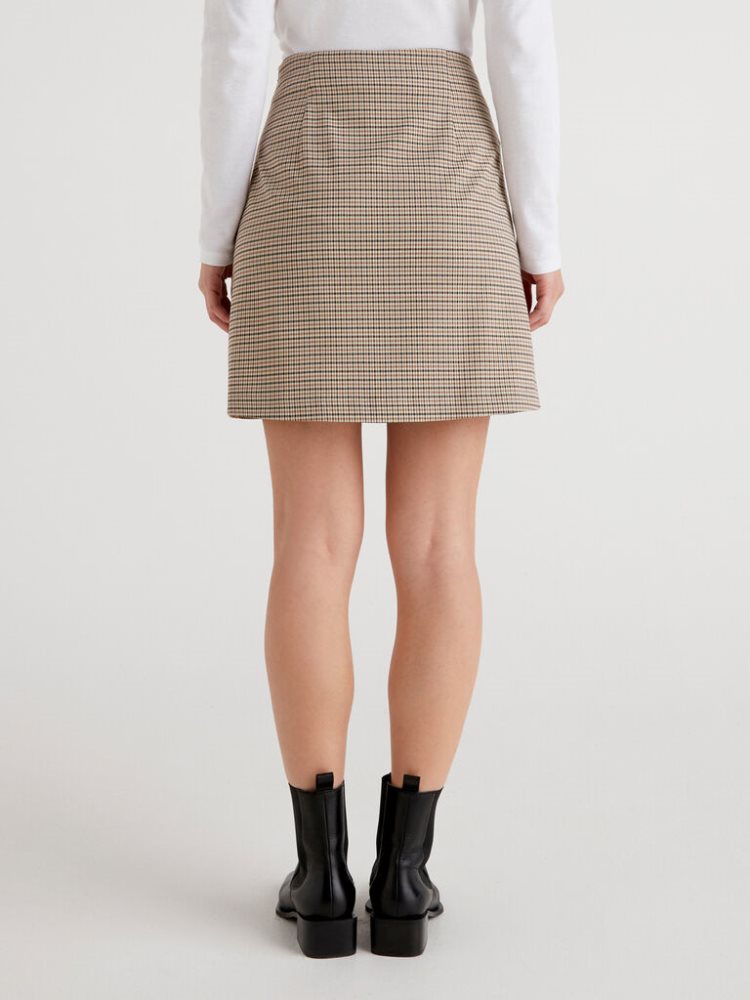 Dark Grey Women's Benetton Check Flannel Mini Skirts | AU787562