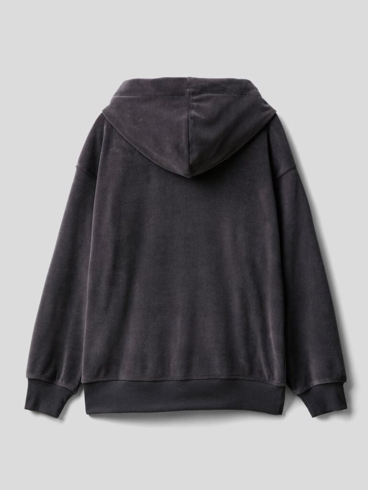 Dark Grey Women's Benetton Drawstring Lurex Hoodie | AU954059