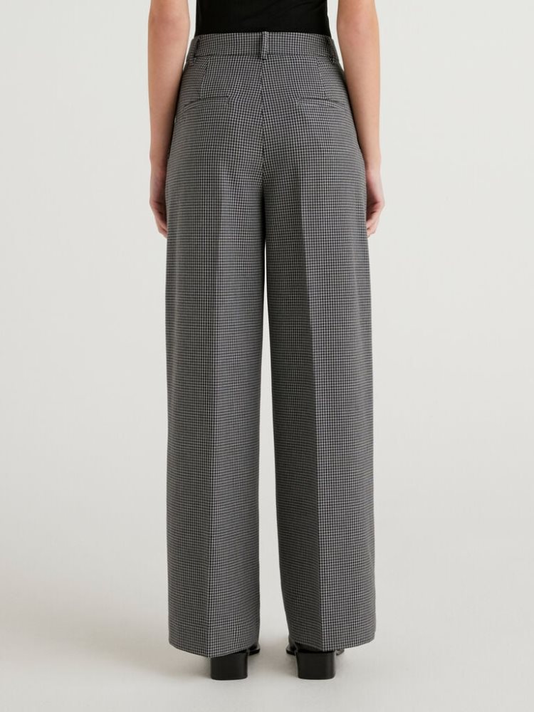 Dark Grey Women's Benetton Flowy Wide Leg Trousers | AU471210