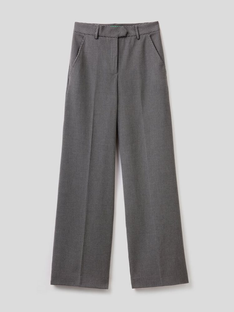 Dark Grey Women's Benetton Flowy Wide Leg Trousers | AU471210