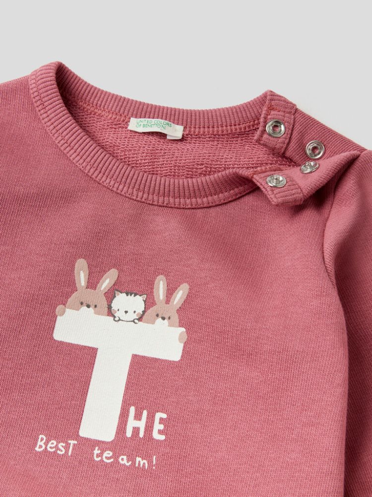 Dark Mauve Kids' Benetton Warm Organic Cotton Print Sweatshirt | AU593115