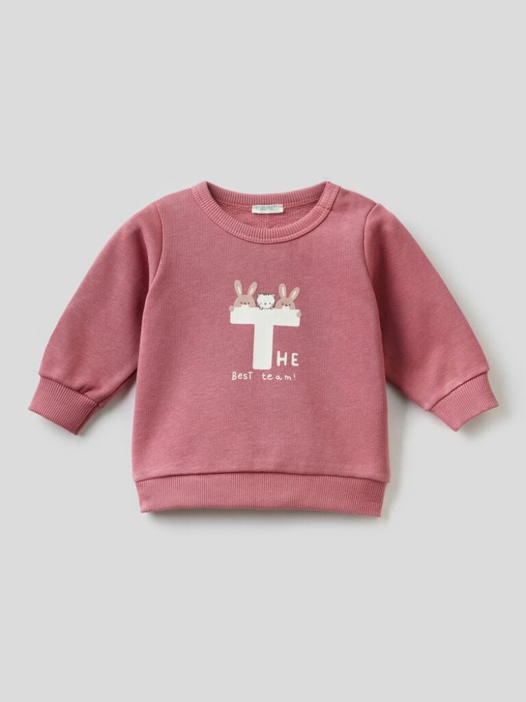 Dark Mauve Kids\' Benetton Warm Organic Cotton Print Sweatshirt | AU593115